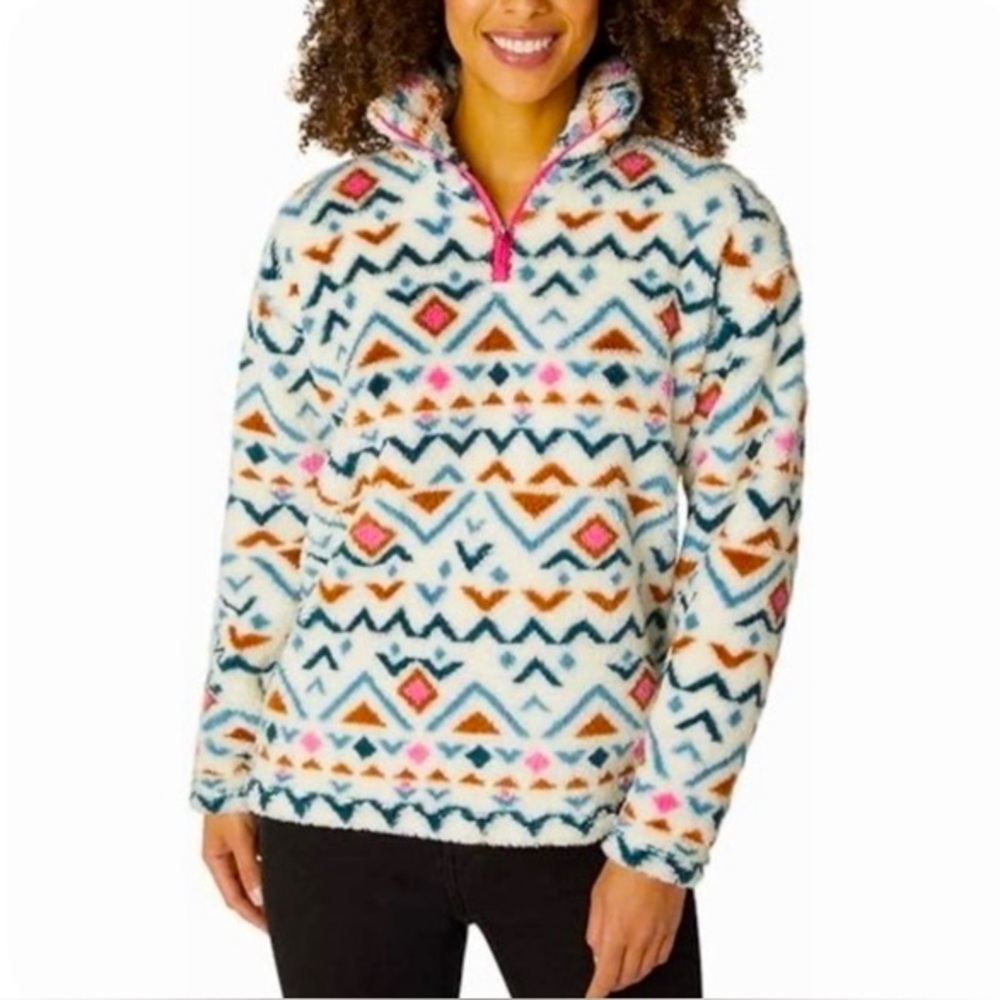 Eddie Bauer Women's size XXL Multicolor Patterned Fleece Pullover Jacket
